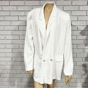 Asos Women’s Design Washed Double Breasted White Linen Blazer